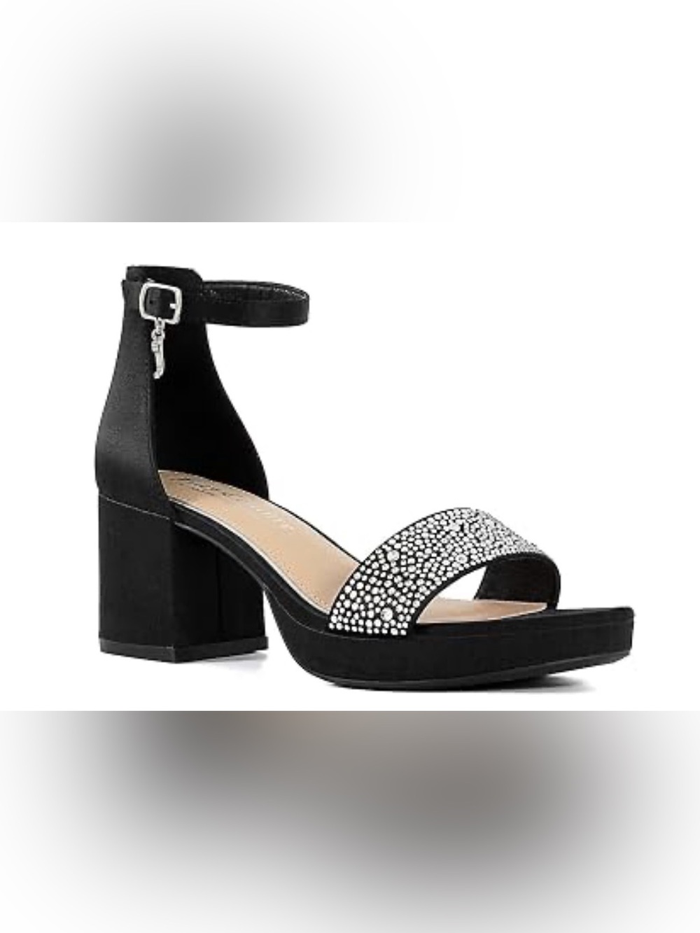 Juicy Couture Nelly Black Rhinestone Block Heel Sandals Sz 10 NWOT